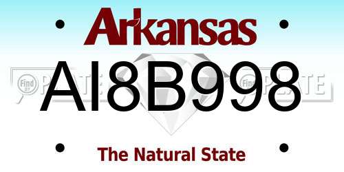 AI8B998 Arkansas License Plate