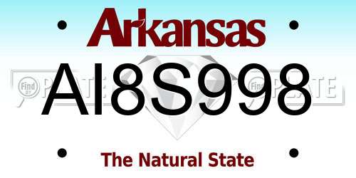 AI8S998 Arkansas License Plate