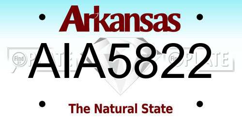 AIA5822 Arkansas License Plate