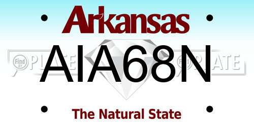 AIA68N Arkansas License Plate