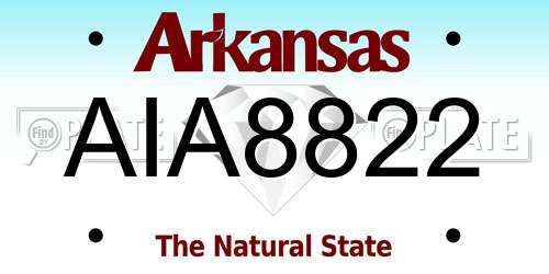AIA8822 Arkansas License Plate
