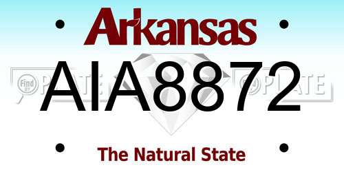 AIA8872 Arkansas License Plate