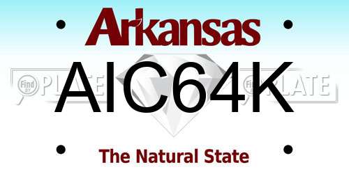 AIC64K Arkansas License Plate