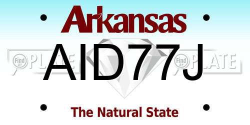 AID77J Arkansas License Plate