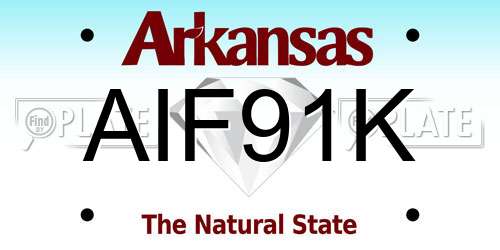 AIF91K Arkansas License Plate