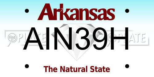 AIN39H Arkansas License Plate