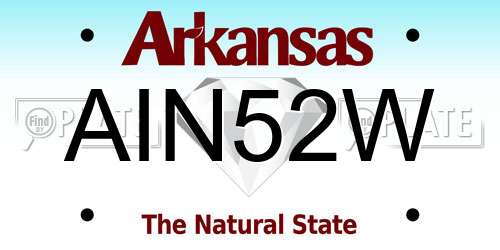 AIN52W Arkansas License Plate