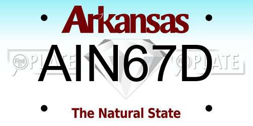 AIN67D Arkansas License Plate