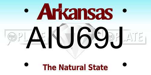 AIU69J Arkansas License Plate