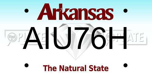 AIU76H Arkansas License Plate