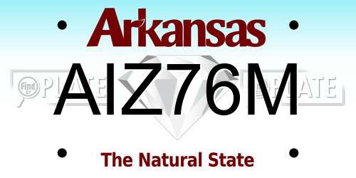 AIZ76M Arkansas License Plate