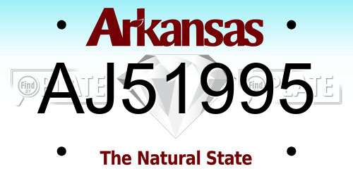 AJ51995 Arkansas License Plate