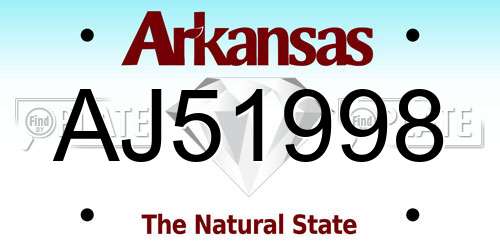 AJ51998 Arkansas License Plate