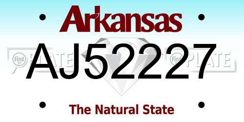 AJ52227 Arkansas License Plate
