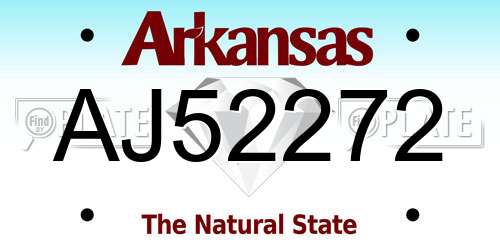 AJ52272 Arkansas License Plate