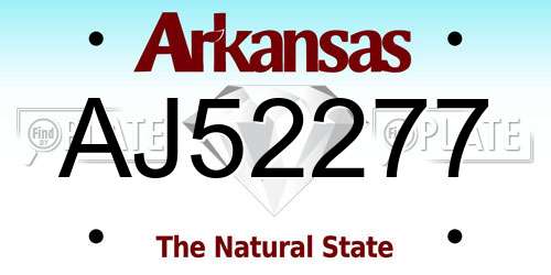 AJ52277 Arkansas License Plate