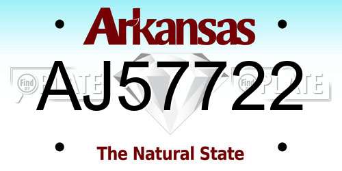 AJ57722 Arkansas License Plate