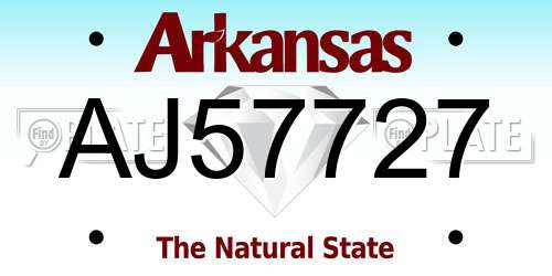 AJ57727 Arkansas License Plate