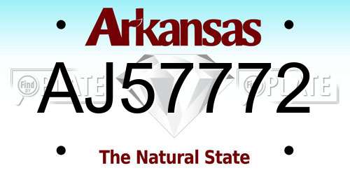 AJ57772 Arkansas License Plate
