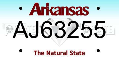 AJ63255 Arkansas License Plate