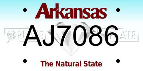 AJ7086 Arkansas License Plate