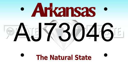 AJ73046 Arkansas License Plate