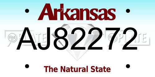 AJ82272 Arkansas License Plate