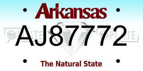 AJ87772 Arkansas License Plate