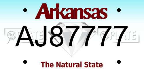 AJ87777 Arkansas License Plate