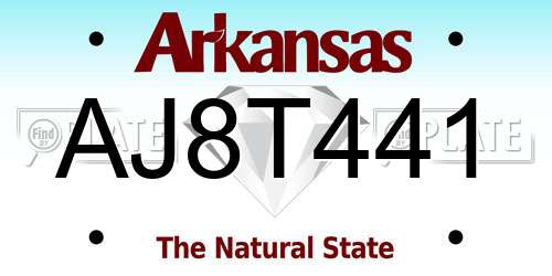 AJ8T441 Arkansas License Plate
