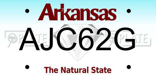 AJC62G Arkansas License Plate