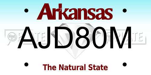 AJD80M Arkansas License Plate