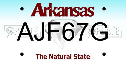 AJF67G Arkansas License Plate