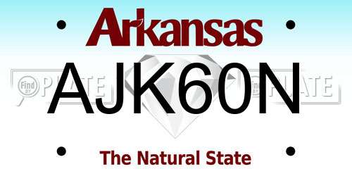 AJK60N Arkansas License Plate
