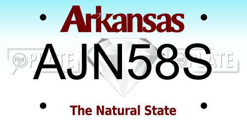 AJN58S Arkansas License Plate