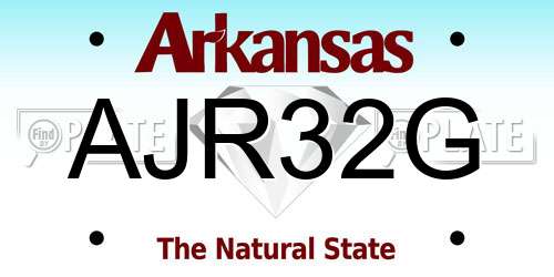 AJR32G Arkansas License Plate