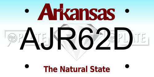 AJR62D Arkansas License Plate