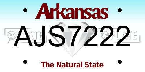 AJS7222 Arkansas License Plate