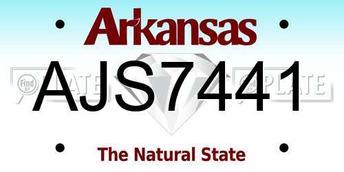 AJS7441 Arkansas License Plate