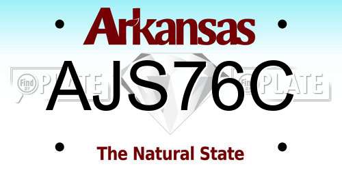 AJS76C Arkansas License Plate