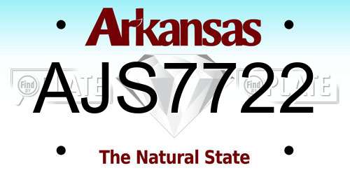 AJS7722 Arkansas License Plate