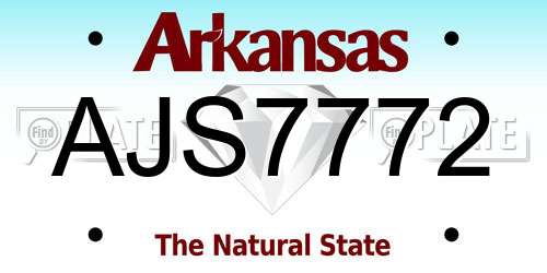 AJS7772 Arkansas License Plate