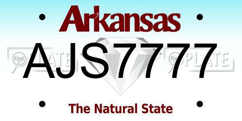 AJS7777 Arkansas License Plate