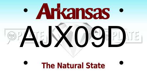AJX09D Arkansas License Plate