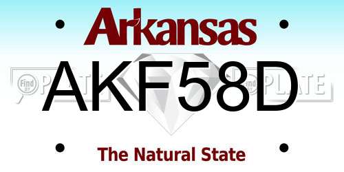 AKF58D Arkansas License Plate