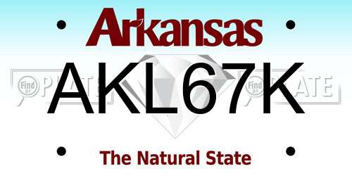 AKL67K Arkansas License Plate