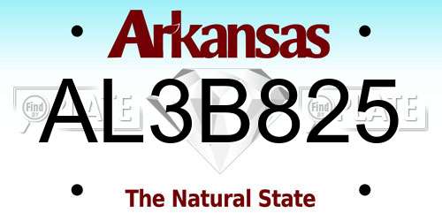 AL3B825 Arkansas License Plate
