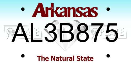 AL3B875 Arkansas License Plate