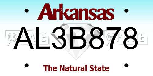 AL3B878 Arkansas License Plate