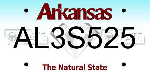 AL3S525 Arkansas License Plate